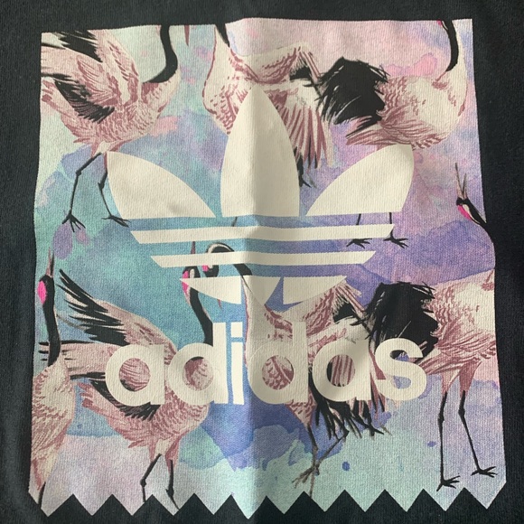 Youth Adidas trefoil logo/crane bird tee shirt sz Large. - Picture 3 of 7
